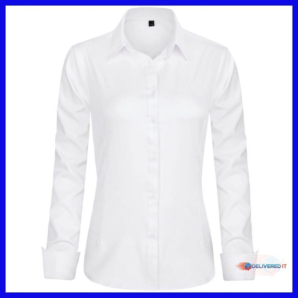 Long Sleeve Button Down Shirt Wrinkle-Free Business Casual Blouse Office Work